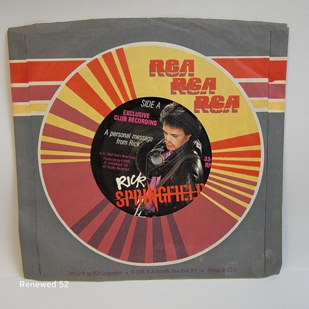 Rick Springfield Record-A Personal Message From Rick 1982 ~ 33 1/3 RPM